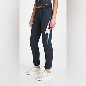 Aviator Nation Charcoal Rainbow Bolt Sweatpants - Size XS
